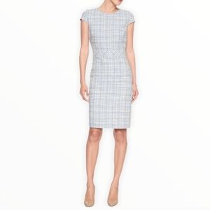 Banana Republic Blue and White Tweed Cap Sleeve Sheath Dress Size 2